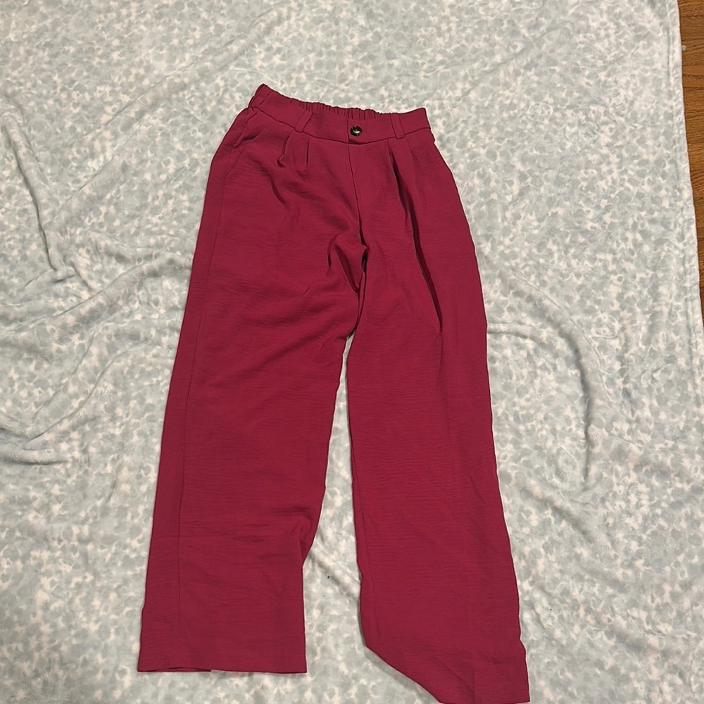 Chic Magenta Wide-Leg Pants